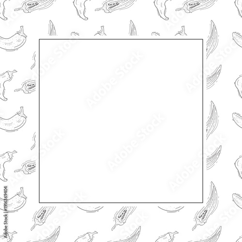 Hand drawn chili pepper square frame, hot chili frame vintage background