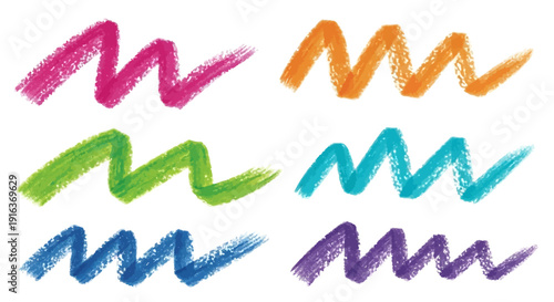 Colorful vector swirls in pink, orange, green, blue, teal, and purple hues isolated on transparent background