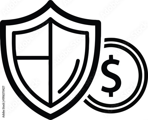 Shield icon with dollar sign symbolizing financial protection and security online