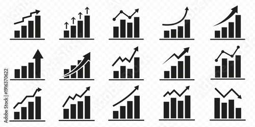 Line growth and decrease icon set. growth up and down. Profit and loss icon. Revenue Growth and decrease  Percentage Growth and decrease vector illustration