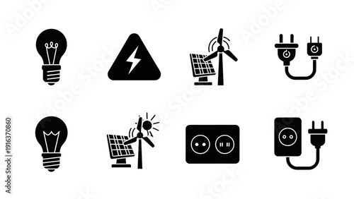 bulb, warning, turbine, plug, solar, battery, outlet, double row