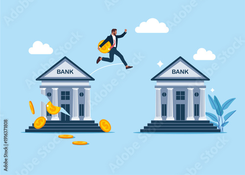 Bank business. Investment financial crisis. Modern vector illustration in flat style