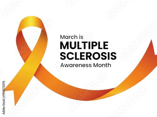 Multiple sclerosis awareness month orange ribbon on transparent background