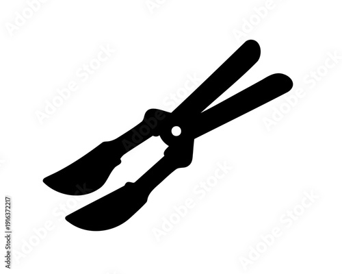 Open garden pruning shears black silhouette, a vital tool Vector