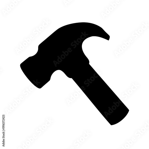 Claw hammer silhouette tool icon for building and fixing Vector