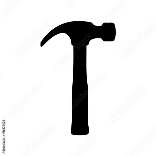 Claw hammer silhouette tool for construction and repair Vector