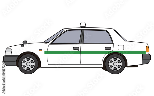 タクシー　白　イラスト　ベクター