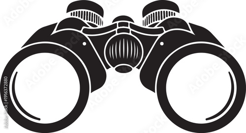 A black and white image of binoculars Vector, illustration