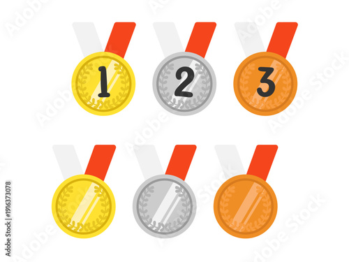 金銀銅　1位2位3位　ランキング　メダル　イラストセット