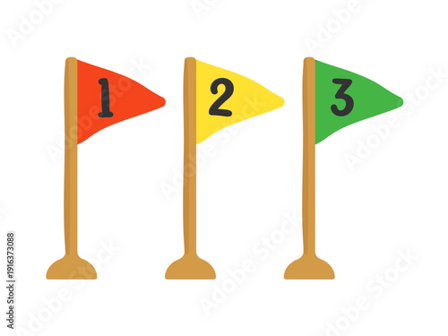 1,2,3と書かれた三角形の旗　イラストセット