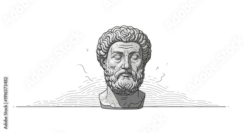 Ancient Roman Emperor Bust Sculpture with Stylized Background