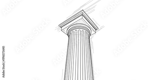 Architectural Sketch of a Classical Column with Ionic Capital