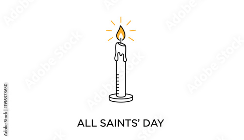 All Saints' Day Candle Illustration - Religious Holiday Icon