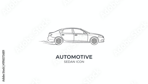 Automotive Sedan Icon: Hand-Drawn Sketch of a Car in Motion on White Background
