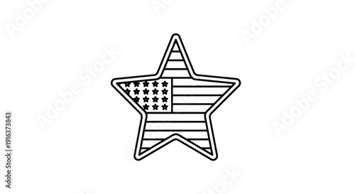 American Flag Star Outline Icon, United States Patriotic Symbol, Independence Day Graphic