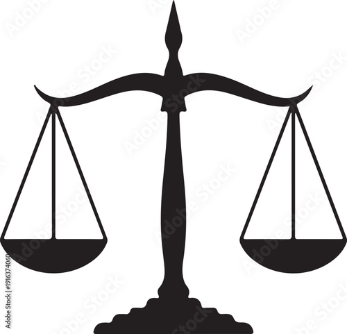 A black silhouette of a scales of justice Vector, illustration