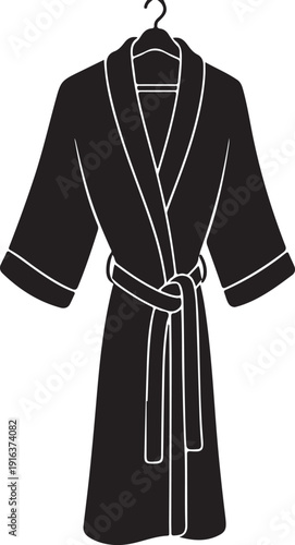 A black robe hanging on a hanger Vector, illustration
