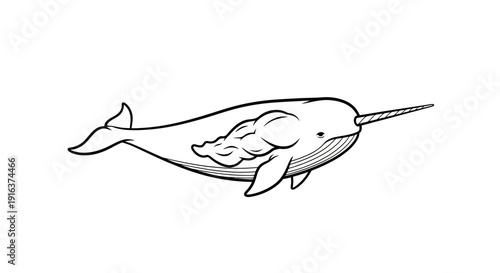 Whimsical Narwhal with Muscular Torso Illustration - Mythical Sea Creature