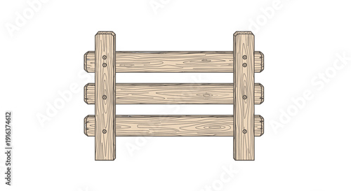 Wooden fence section, rustic design, outdoor barrier, garden boundary, natural wood construction