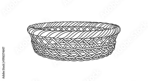 Woven Basket Illustration: Handcrafted Container for Storage and Decor
