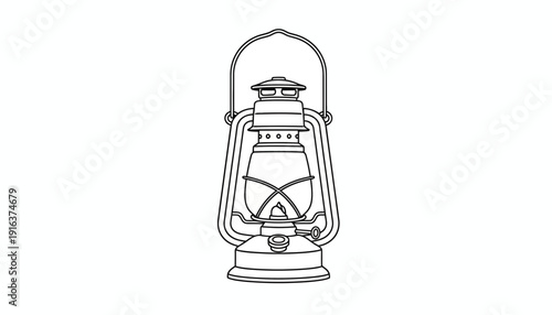 Vintage Oil Lantern Illustration - Retro Style Kerosene Lamp with Handle