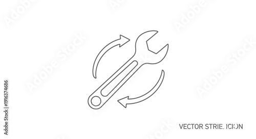 Wrench and Circular Arrows Icon: Repair, Maintenance, Service, and Cycle Concept