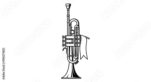 Vintage Trumpet with Banner Illustration