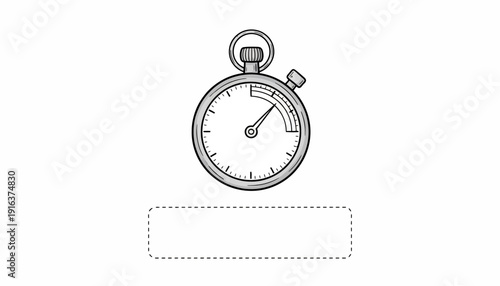 Vintage Stopwatch Timer Icon, Hand-drawn Sketch Style, Isolated on White Background