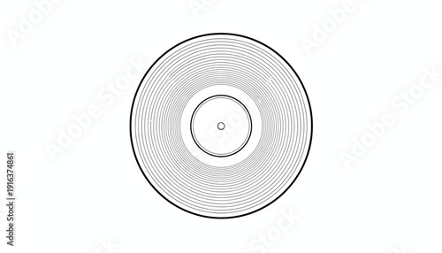 Vintage Vinyl Record Top View - Retro Music and Audio Icon