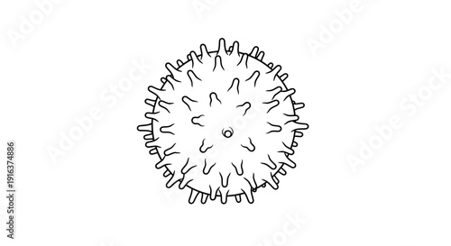 Virus Icon Line Art, Microbe Symbol, Bacteria Cell Outline, Coronavirus Graphic