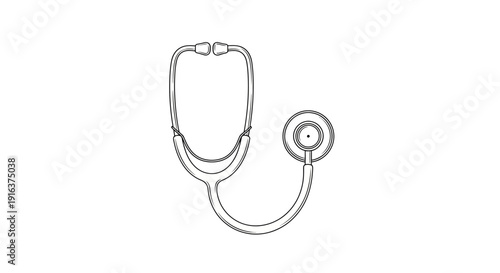 Stethoscope Outline Drawing, Medical Icon, Healthcare Symbol, Doctor Tool