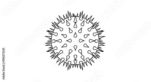 Stylized Virus Icon, Microbe, Bacteria, Germ, Pathogen, Medical Illustration, Outline