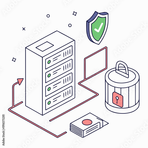 A server with a secure connection to a locked vault