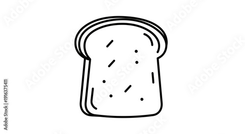 Simple Line Art Icon of a Slice of Bread, Minimalist Food Graphic