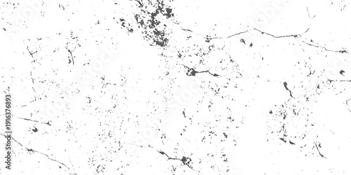 Grunge Cracked Concrete Wall Texture Black and White, Fissure Crack Scratch Distressed Vector Background.