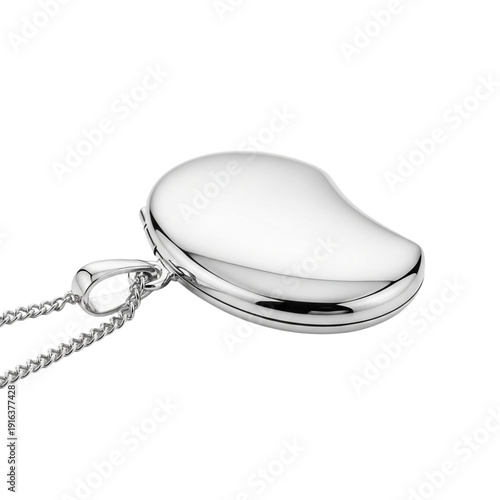 Silver heart-shaped locket on chain close-up view