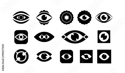 Geometric Eye Logo Icon Set Modern Vision Look Vector Collection on White
