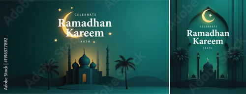 elegant islamic ramadan celebration background, Ramadhan kareem background for banner & social media template