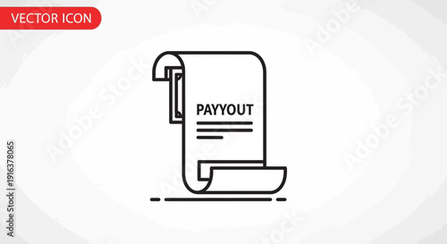 Payout document icon, financial receipt or invoice for payment, vector illustration