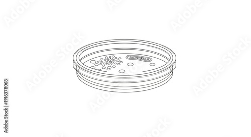 Petri Dish with Bacterial Colonies - Scientific Research and Microbiology Illustration