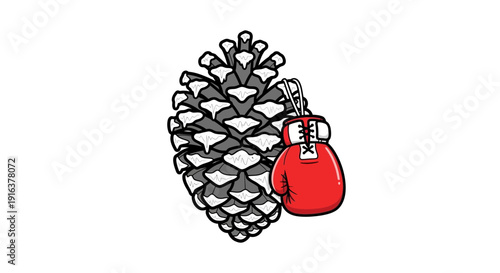 Pinecone with Boxing Glove - Concept of Nature's Strength and Resilience