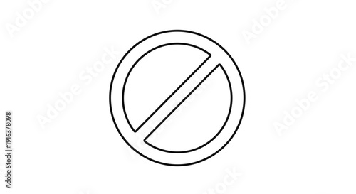 Prohibition Sign, Forbidden Symbol, No Entry Icon, Red Circle with Slash, Vector Illustration