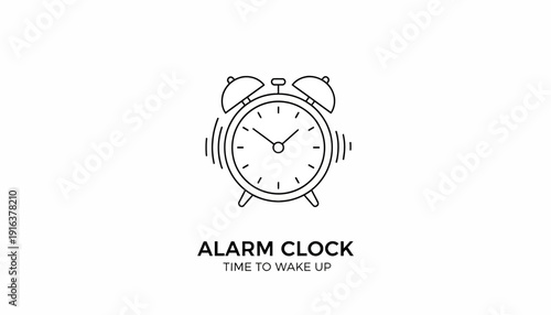 Retro Alarm Clock Icon, Time to Wake Up, Vintage Bell Alarm Clock, Minimalist Design
