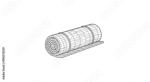 Rolled sleeping mat on a flat surface, camping gear, outdoor adventure equipment