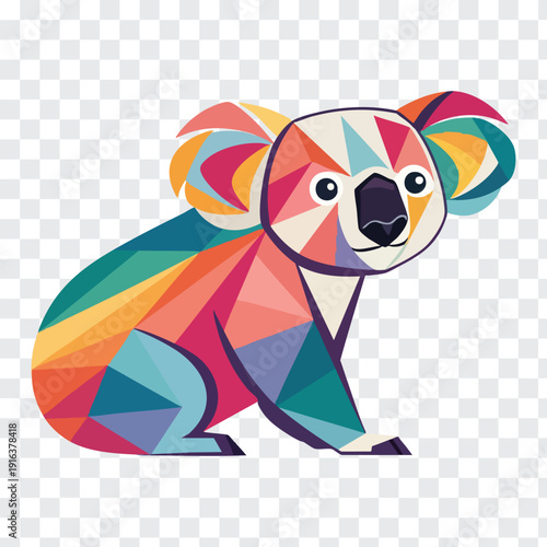 Vibrant geometric koala illustration