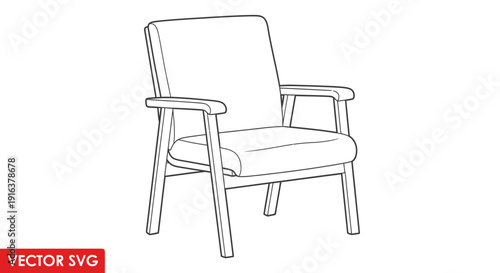 Modern Armchair Line Art Vector Illustration - Minimalist Furniture Design