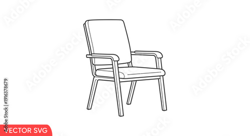 Modern Armchair Line Art Vector Illustration