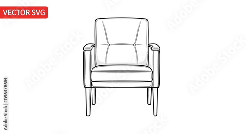 Modern Armchair Line Drawing Vector Illustration