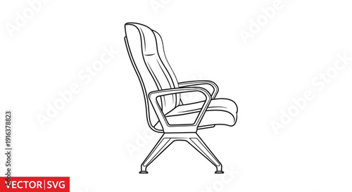 Modern Office Chair Vector Illustration - Minimalist Design, Black and White Line Art