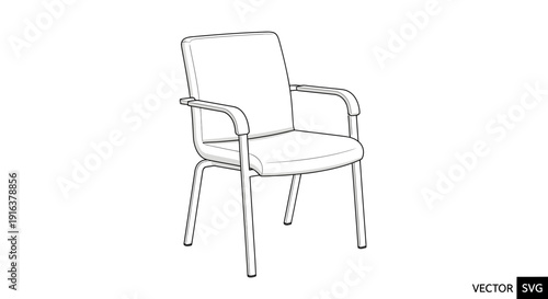 Modern Office Chair with Armrests - Vector Illustration